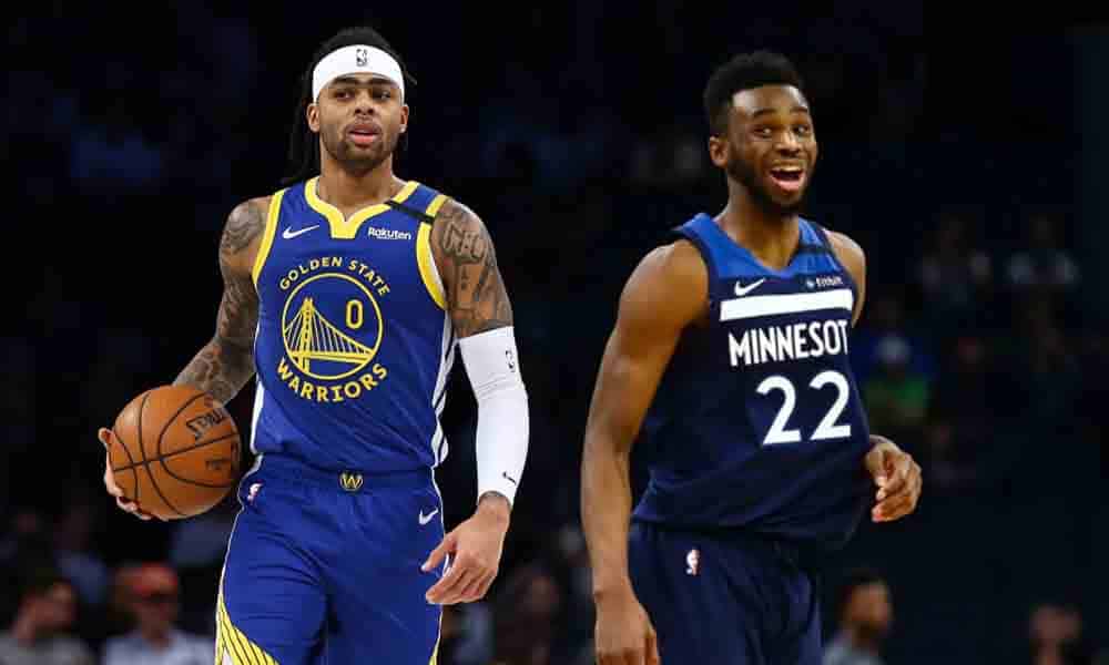 Warriors Russell Timberwolves Wiggins